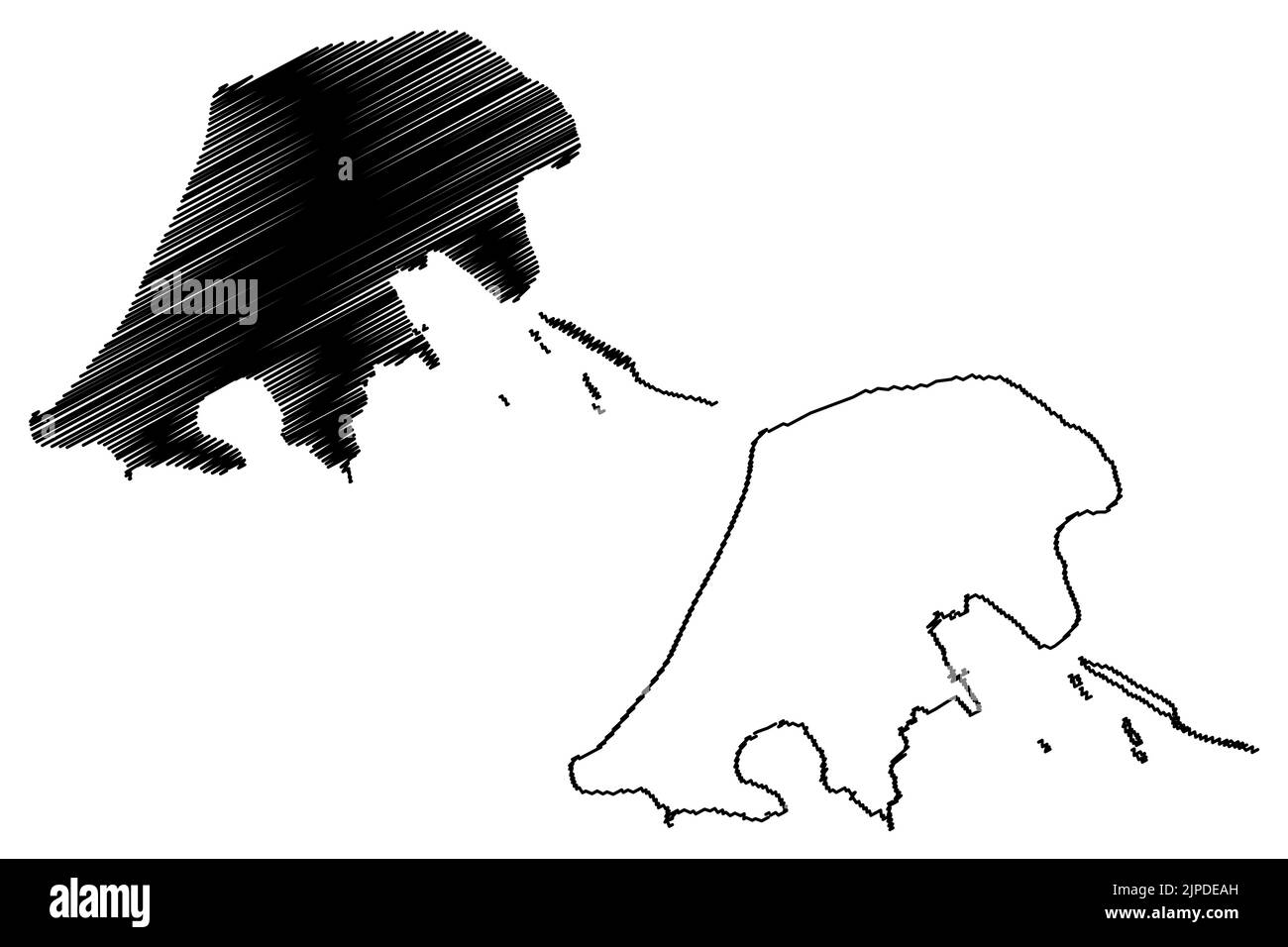 Berneray Island (Vereinigtes Königreich von Großbritannien und Nordirland, Schottland, Äußere Hebriden-Inseln) Kartenvektordarstellung, Skizze Insel Stock Vektor
