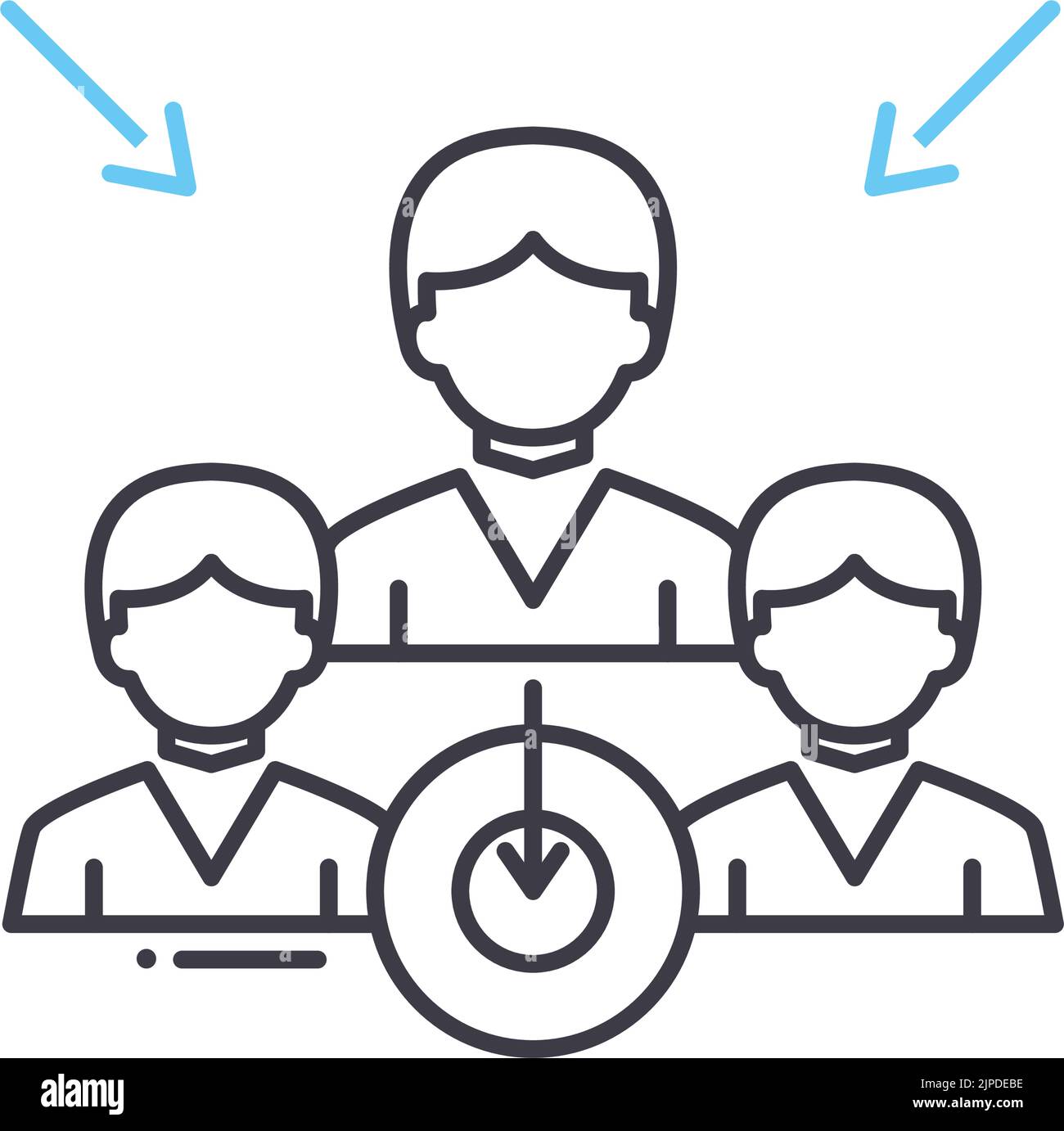 scrum Team Linie Symbol, Umriss Symbol, Vektor-Illustration, Konzept Zeichen Stock Vektor