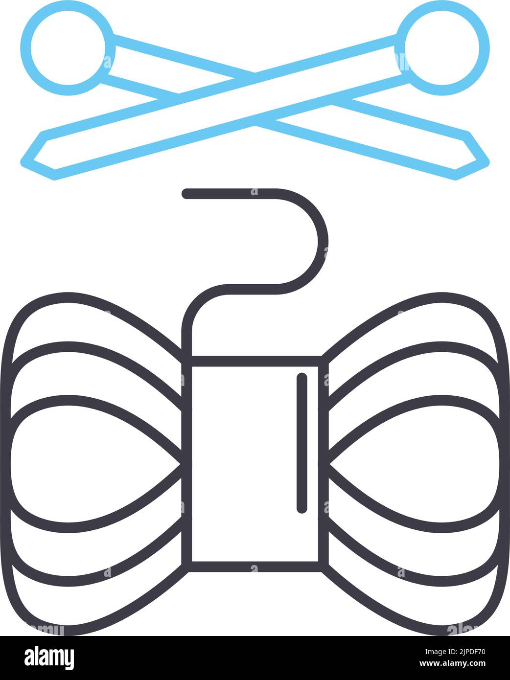 symbol für stricklinie, Umrisssymbol, Vektorgrafik, Konzeptschild Stock Vektor