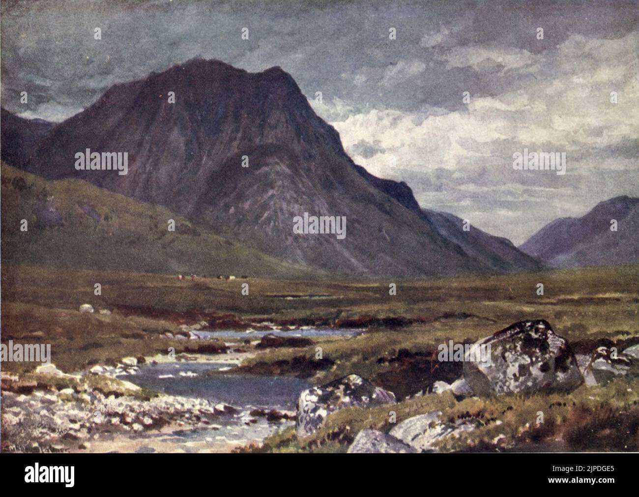 Moor of Rannoch, Perthshire and Argylshire, gemalt von Sutton Palmer aus dem Buch „Bonnie Scotland“, beschrieben von A. R. Hope Moncrieff, herausgegeben von A & C Black, London. 1912 Stockfoto