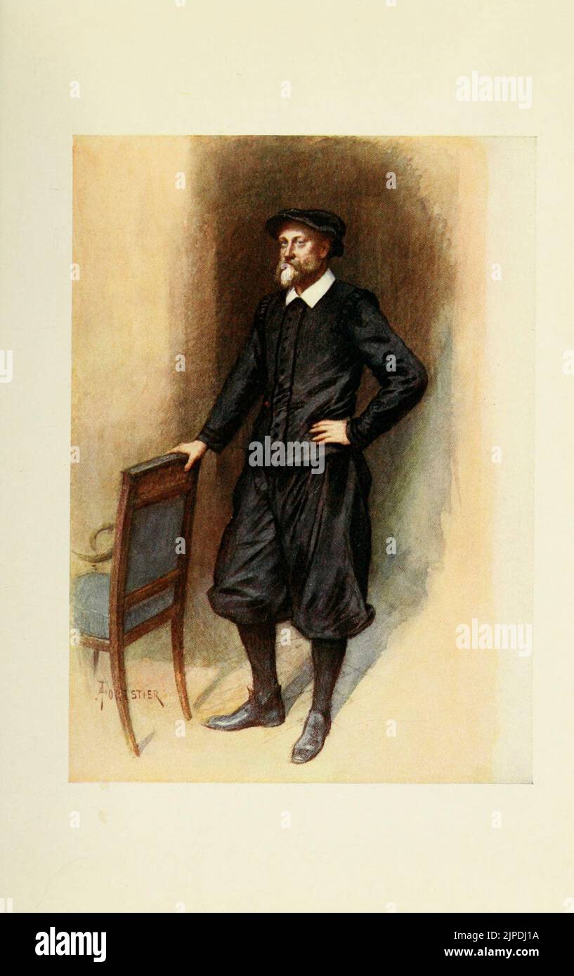 Der Concierge des Museums Plantin-Moretus, Antwerpen aus dem Buch „Brabant und Ostflandern“, gemalt von Amédée Forestier, mit Text von George W. T. Omond, HERAUSGEGEBEN VON A. C. BLACK SOHO SQUARE LONDON MCMVII (1907) Stockfoto