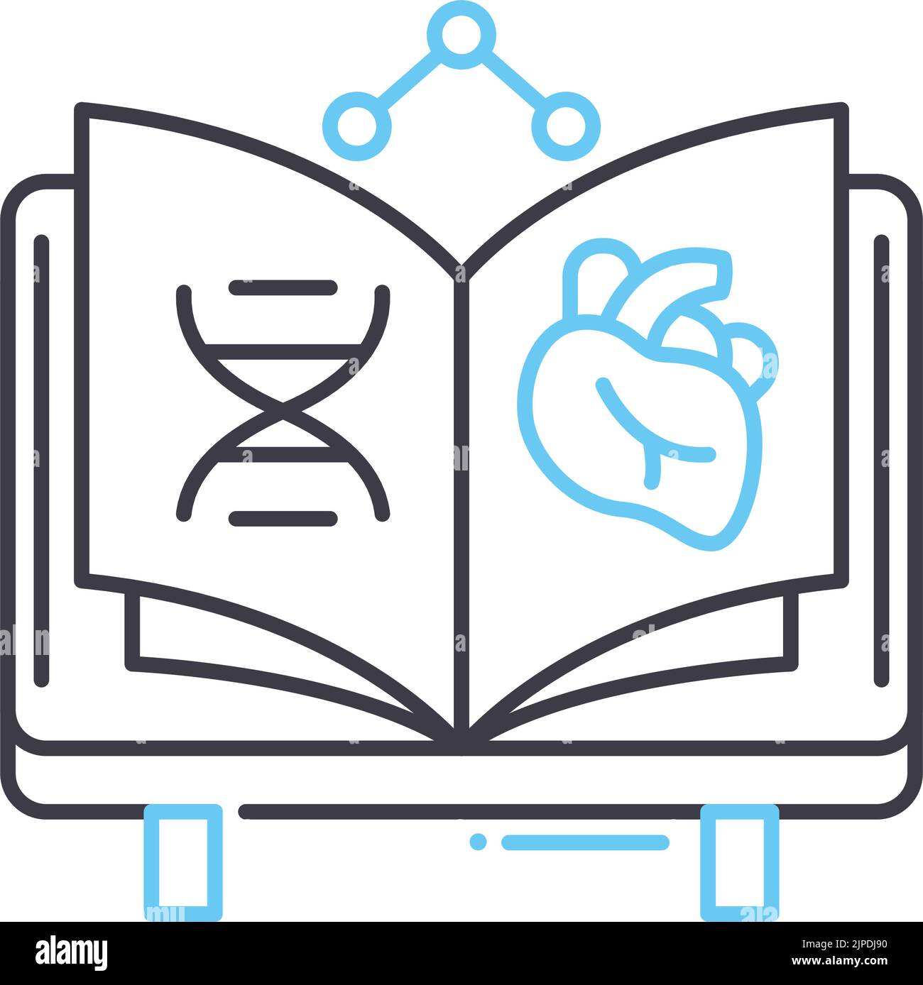 Science-Buch-Liniensymbol, Umrisssymbol, Vektordarstellung, Konzeptzeichen Stock Vektor