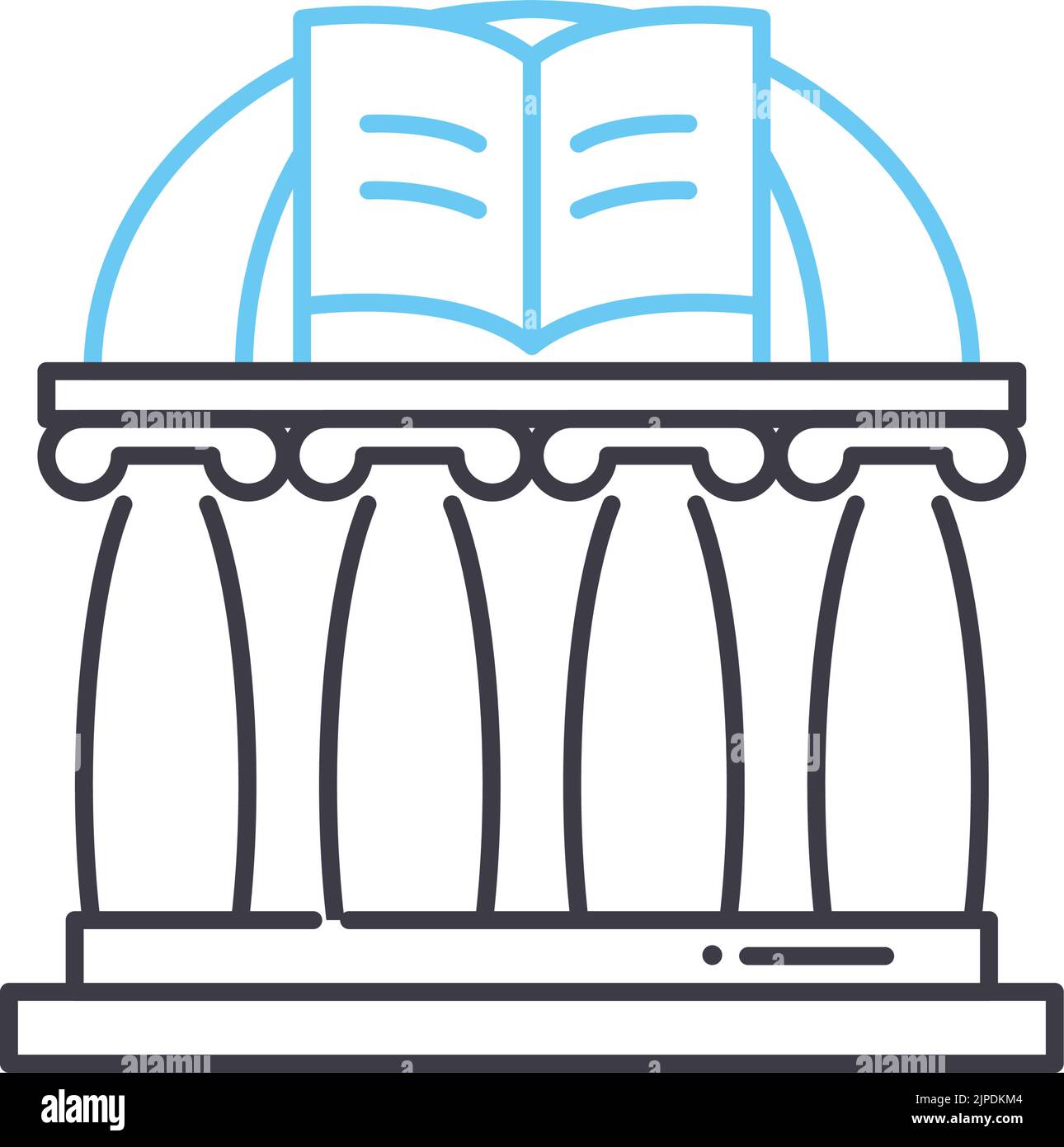 Bibliothekssymbol, Umrisssymbol, Vektordarstellung, Konzeptzeichen Stock Vektor