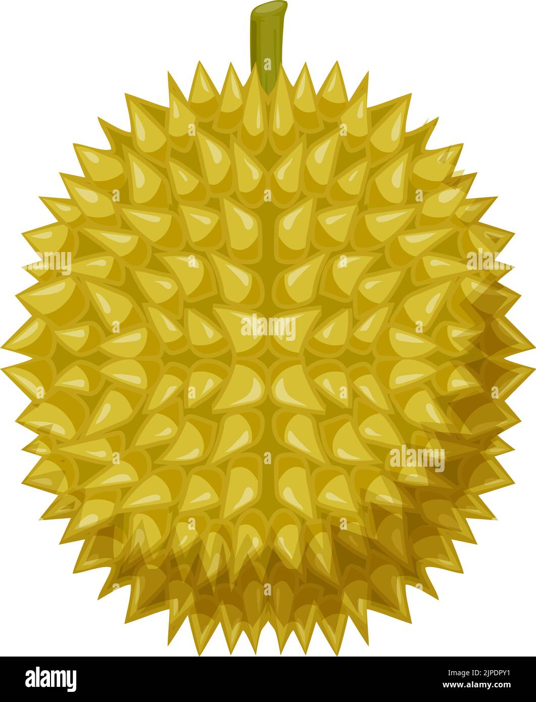 Durian exotisches Dessert, leckere gelbe Zellstoff isoliert flache Cartoon-Design. Vector tropischer Durio zibethinus, vegetarischer Imbiss. Asiatisch riechende Früchte mit Geruchsgeschmack, Brotfrucht-Jackfrucht Stock Vektor
