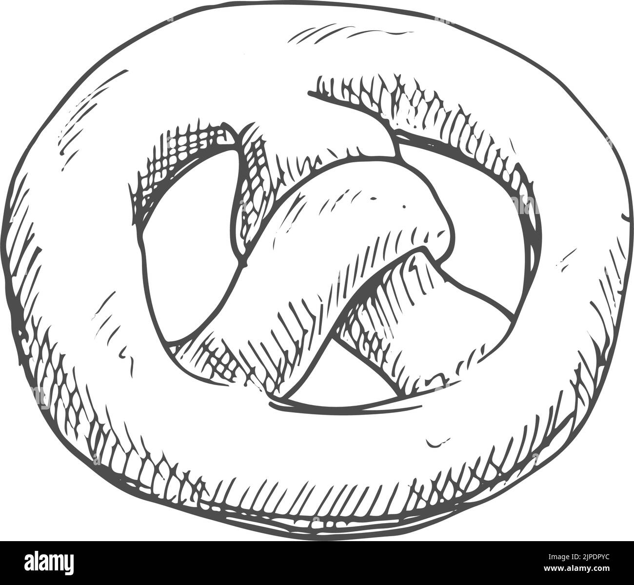 Bagel Knoten oder Brezel isoliert monochromen Skizze. Vector Gebäck ...