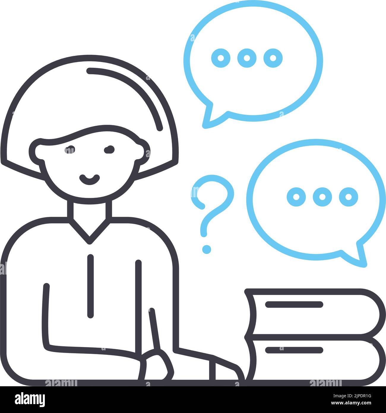 Symbol der Unterrichtslinie, Umrisssymbol, Vektordarstellung, Konzeptzeichen Stock Vektor