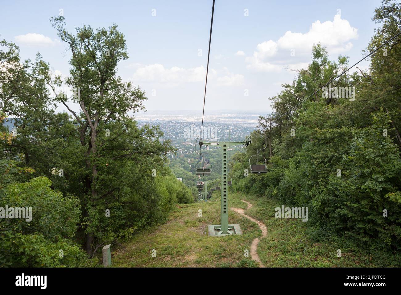 Blick vom Budapester Sessellift, Budapest, Ungarn Stockfoto