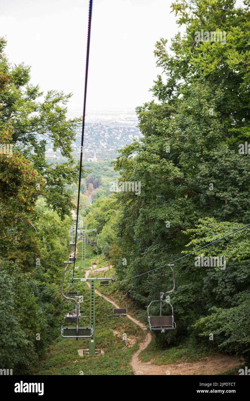 Blick vom Budapester Sessellift, Budapest, Ungarn Stockfoto