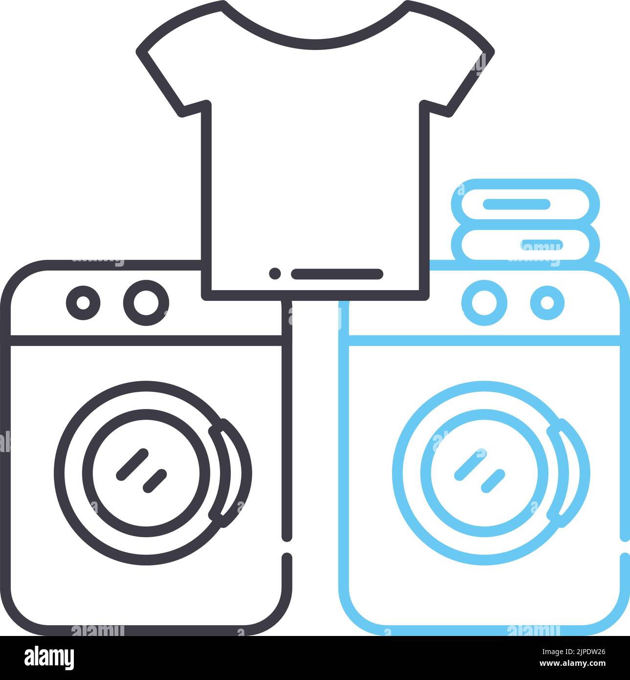 Symbol für Wäscheleine, Umrisssymbol, Vektorgrafik, Konzeptschild Stock Vektor