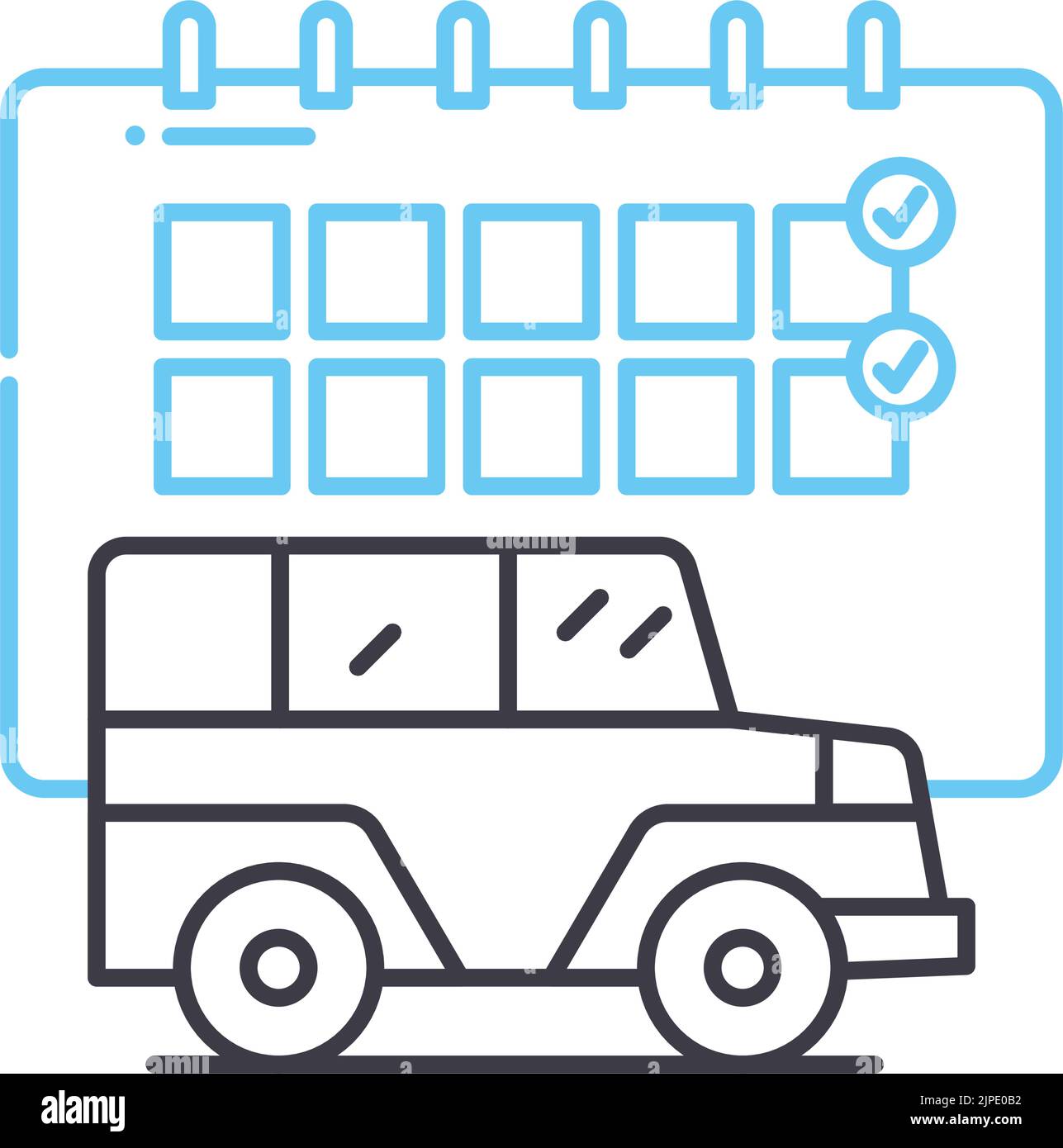 Offroad-Ereignislinesymbol, Umrisssymbol, Vektordarstellung, Konzeptzeichen Stock Vektor