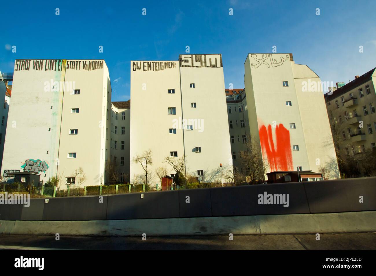 Graffiti, Protest, Mietskaserne, Graffitis, Proteste, Mietskaserne Stockfoto