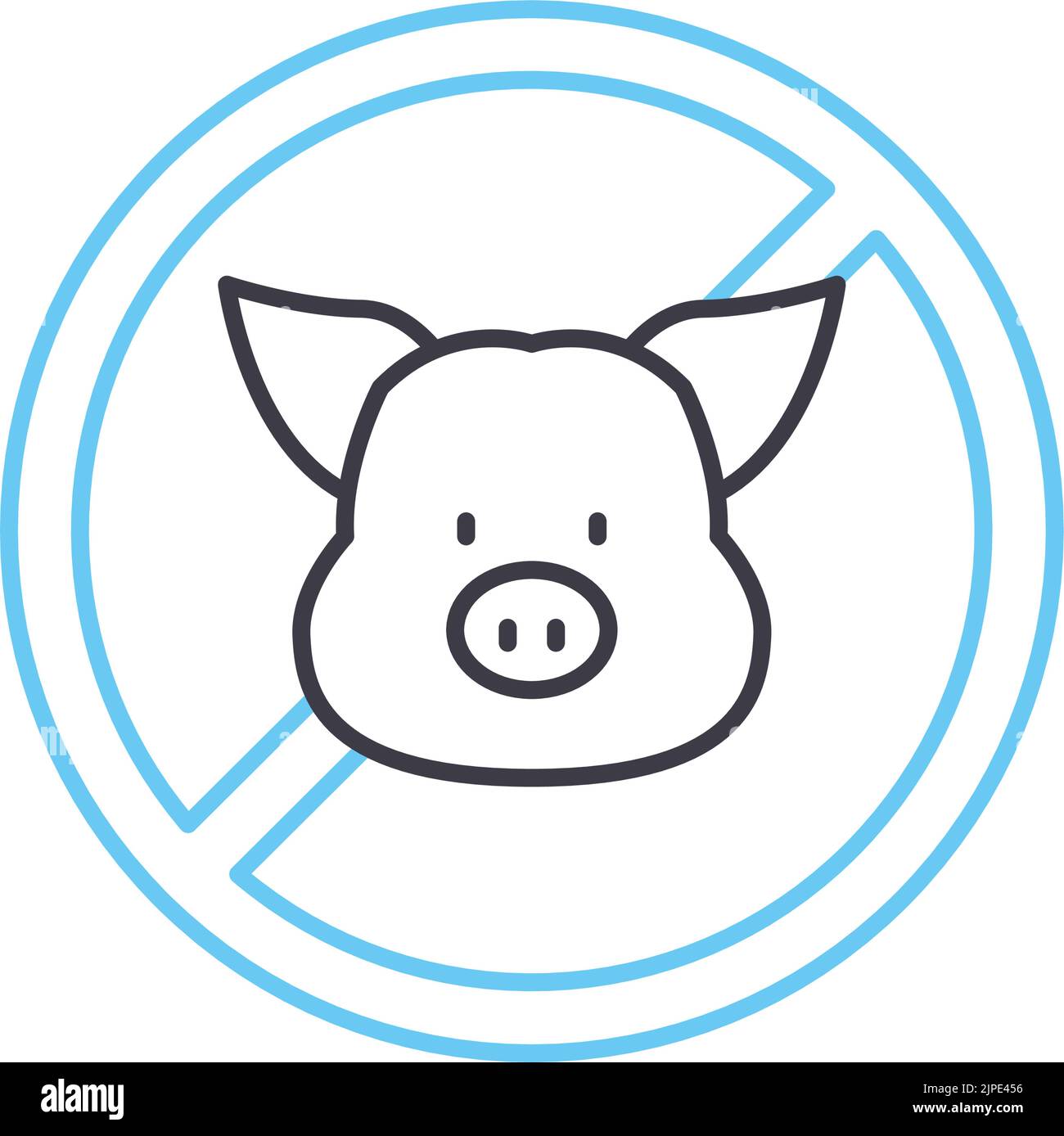 Kein Schweinefleisch Linie Symbol, Umriss Symbol, Vektor-Illustration, Konzept Zeichen Stock Vektor