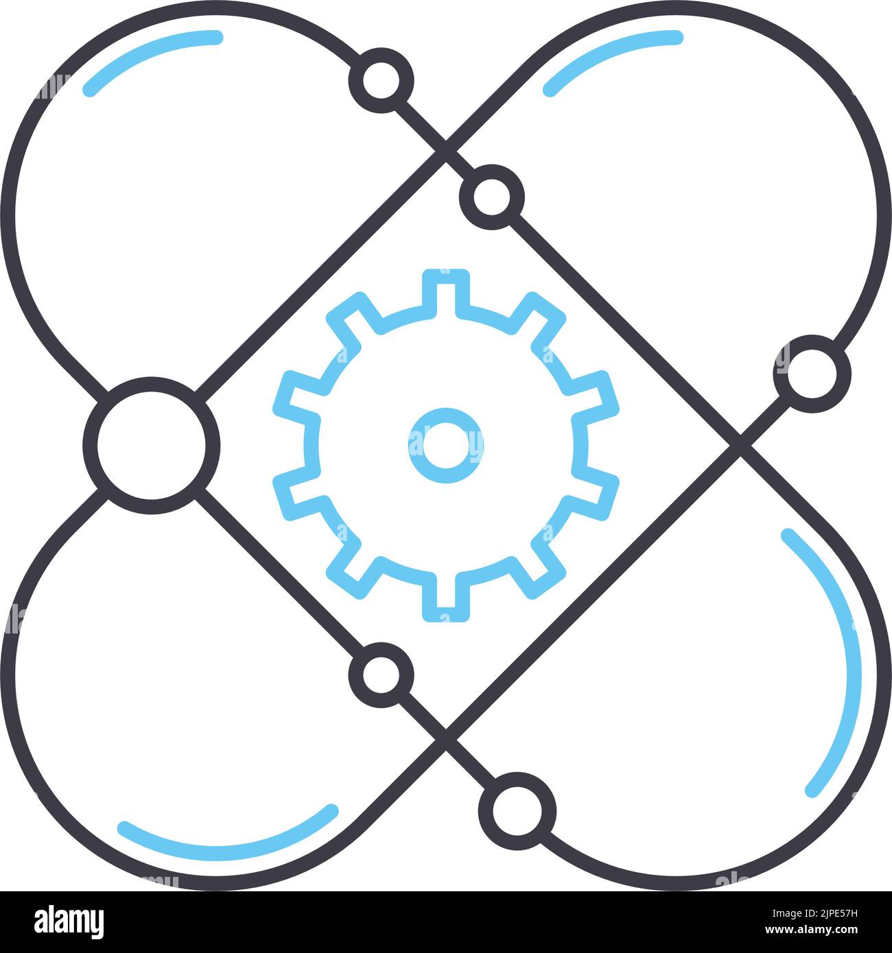 Protonenliniensymbol, Umrisssymbol, Vektordarstellung, Konzeptzeichen Stock Vektor