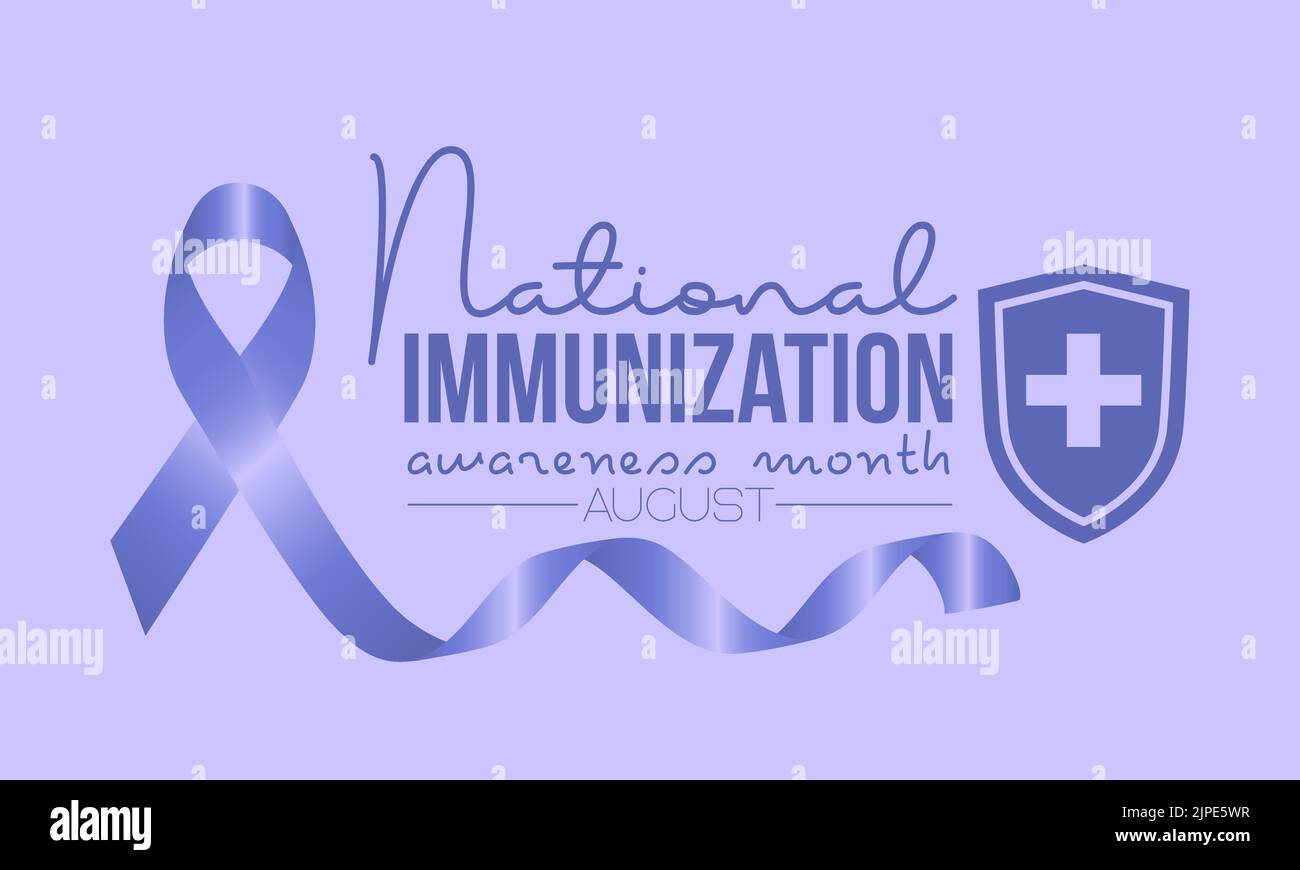 National Immunization Awareness Month Kalligraphisches Banner-Design auf isoliertem Hintergrund. Schrift Schriftzug Banner, Poster, Karte Konzept Idee. Gesundheit AW Stock Vektor