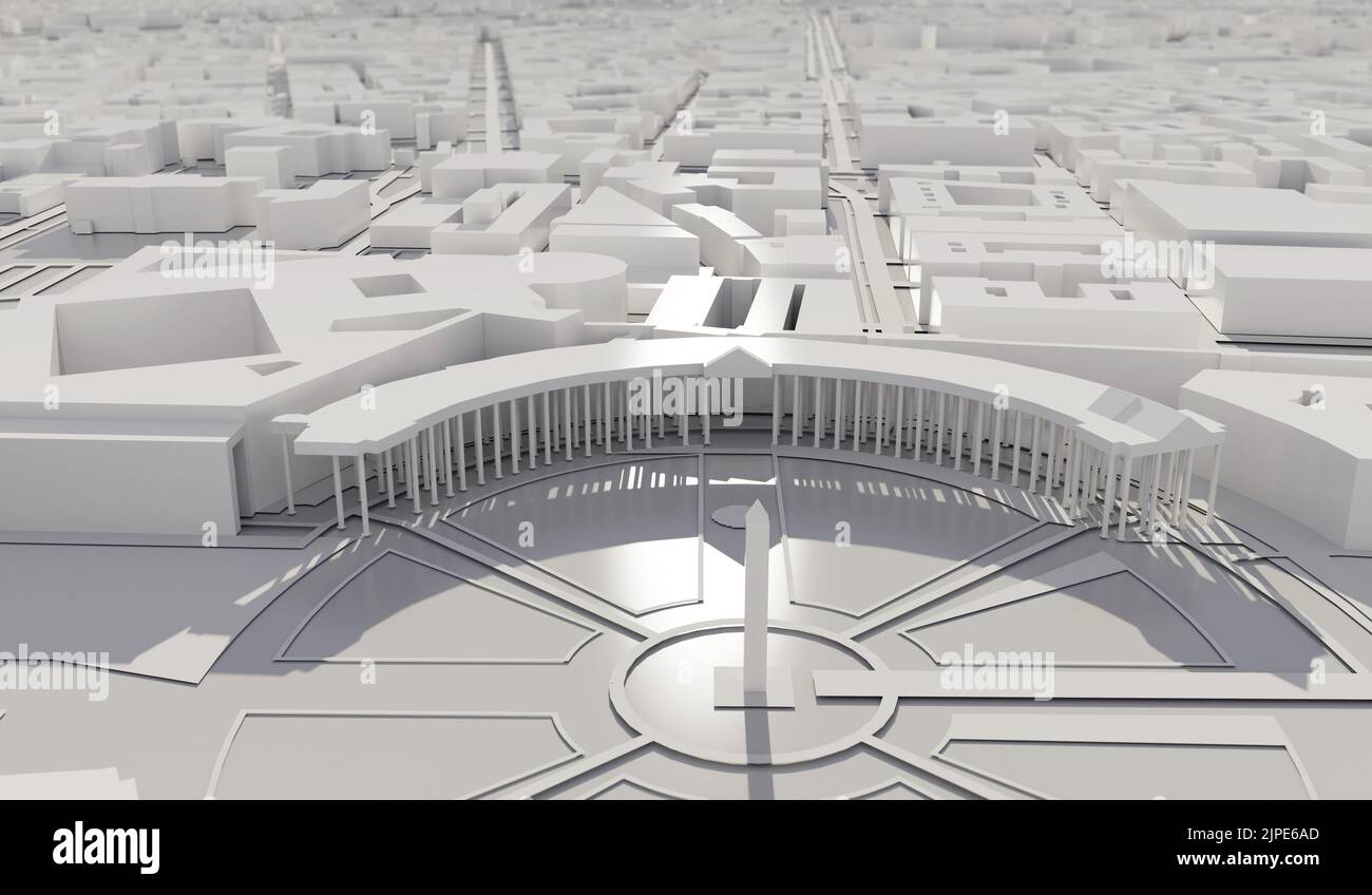Rom, Italien Stadtplan Luftaufnahme. Minimales Design. 3D Rendering Stockfoto