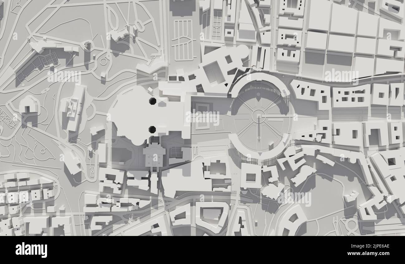 Rom, Italien Stadtplan Luftaufnahme. Minimales Design. 3D Rendering Stockfoto