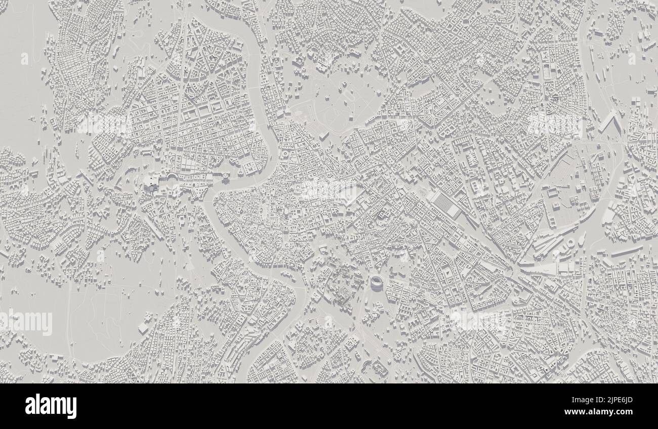 Rom, Italien Stadtplan Luftaufnahme. Minimales Design. 3D Rendering Stockfoto