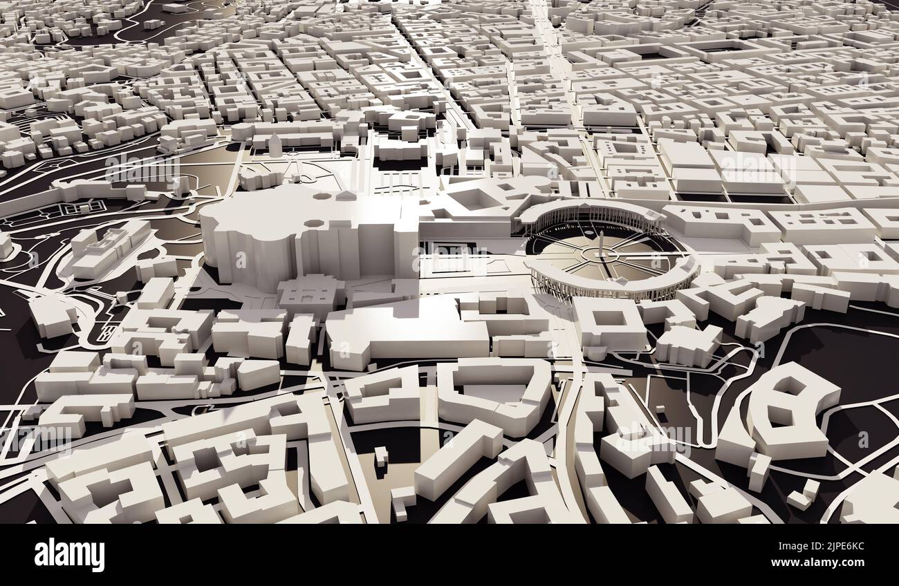 Rom, Italien Stadtplan Luftaufnahme. Minimales Design. 3D Rendering Stockfoto