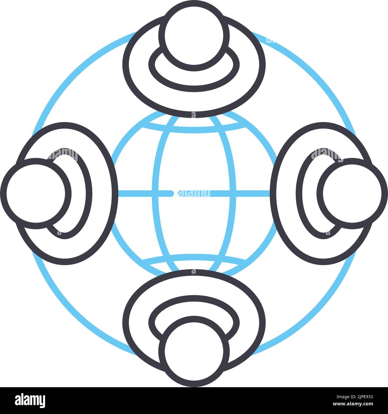 Globales Forum-Liniensymbol, Umrisssymbol, Vektordarstellung, Konzeptzeichen Stock Vektor