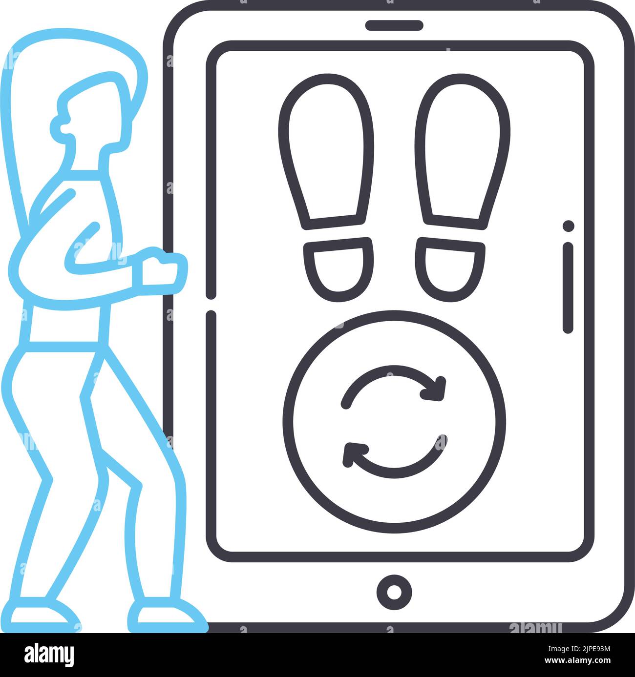 Schrittzähler App Linie Symbol, Umriss Symbol, Vektor-Illustration, Konzept Zeichen Stock Vektor