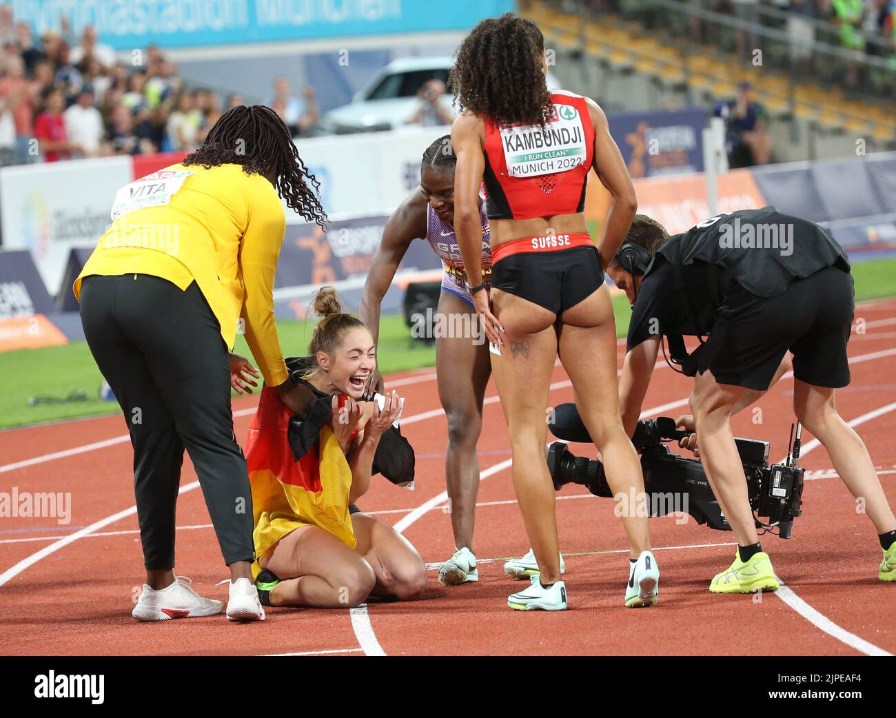 München, Allemagne. 16. August 2022. Gina Luckenkemper von Deutschland Goldmedaille während der Leichtathletik, Frauen 100m bei den Europameisterschaften München 2022 am 16. August 2022 in München, Deutschland - Foto Laurent Lairys/DPPI Quelle: DPPI Media/Alamy Live News Stockfoto