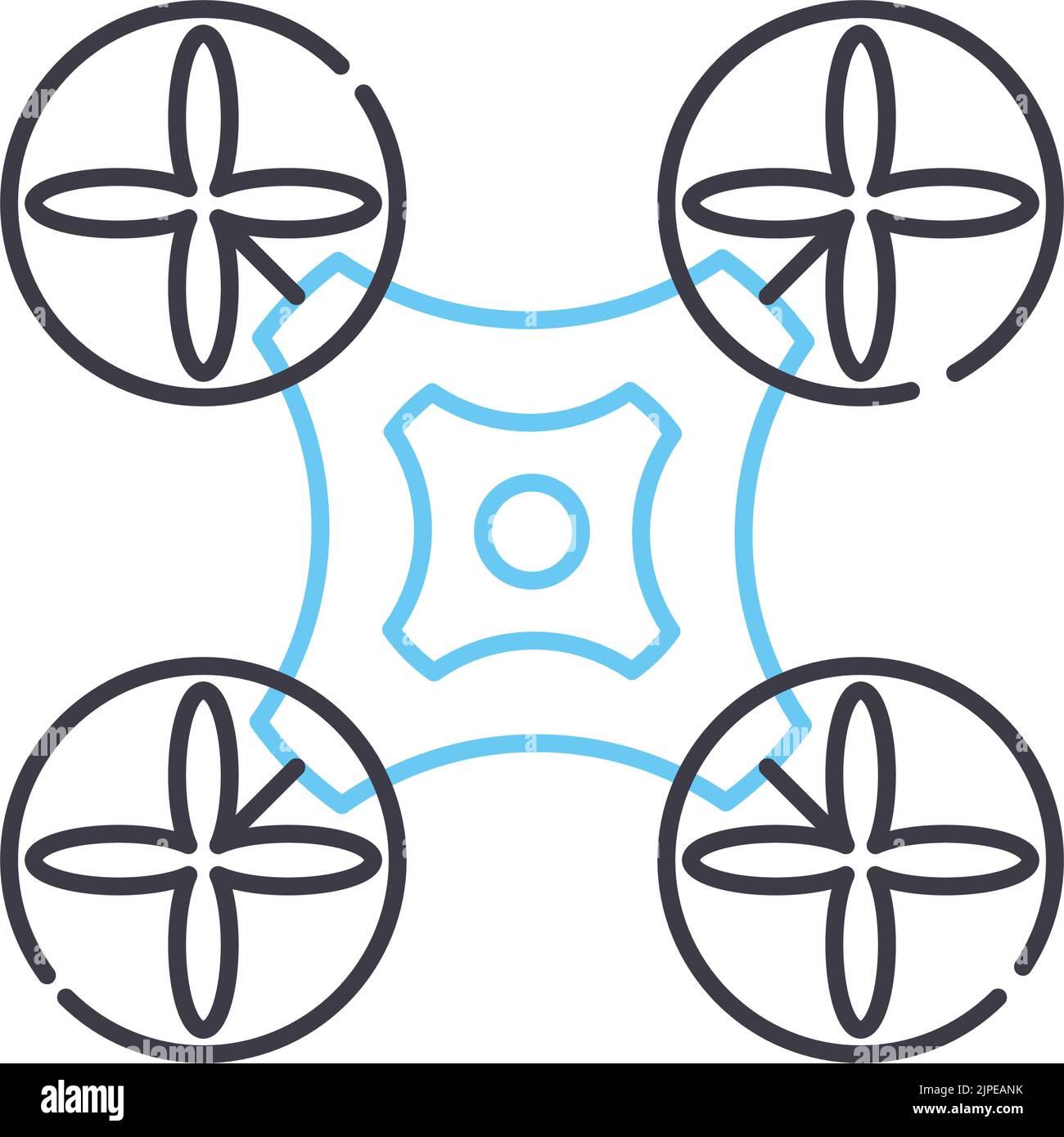 Quadcopter-Liniensymbol, Umrisssymbol, Vektordarstellung, Konzeptzeichen Stock Vektor