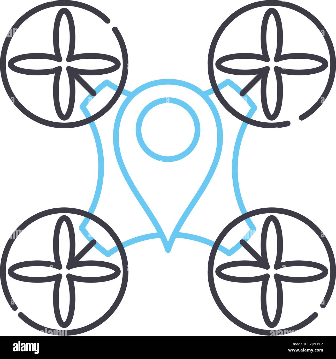 gps Drohne Logistik Linie Symbol, Umriss Symbol, Vektor-Illustration, Konzept Zeichen Stock Vektor