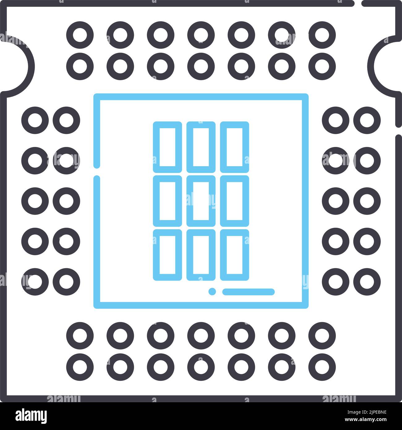 Symbol für Prozessorlinie, Umrisssymbol, Vektordarstellung, Konzeptschild Stock Vektor