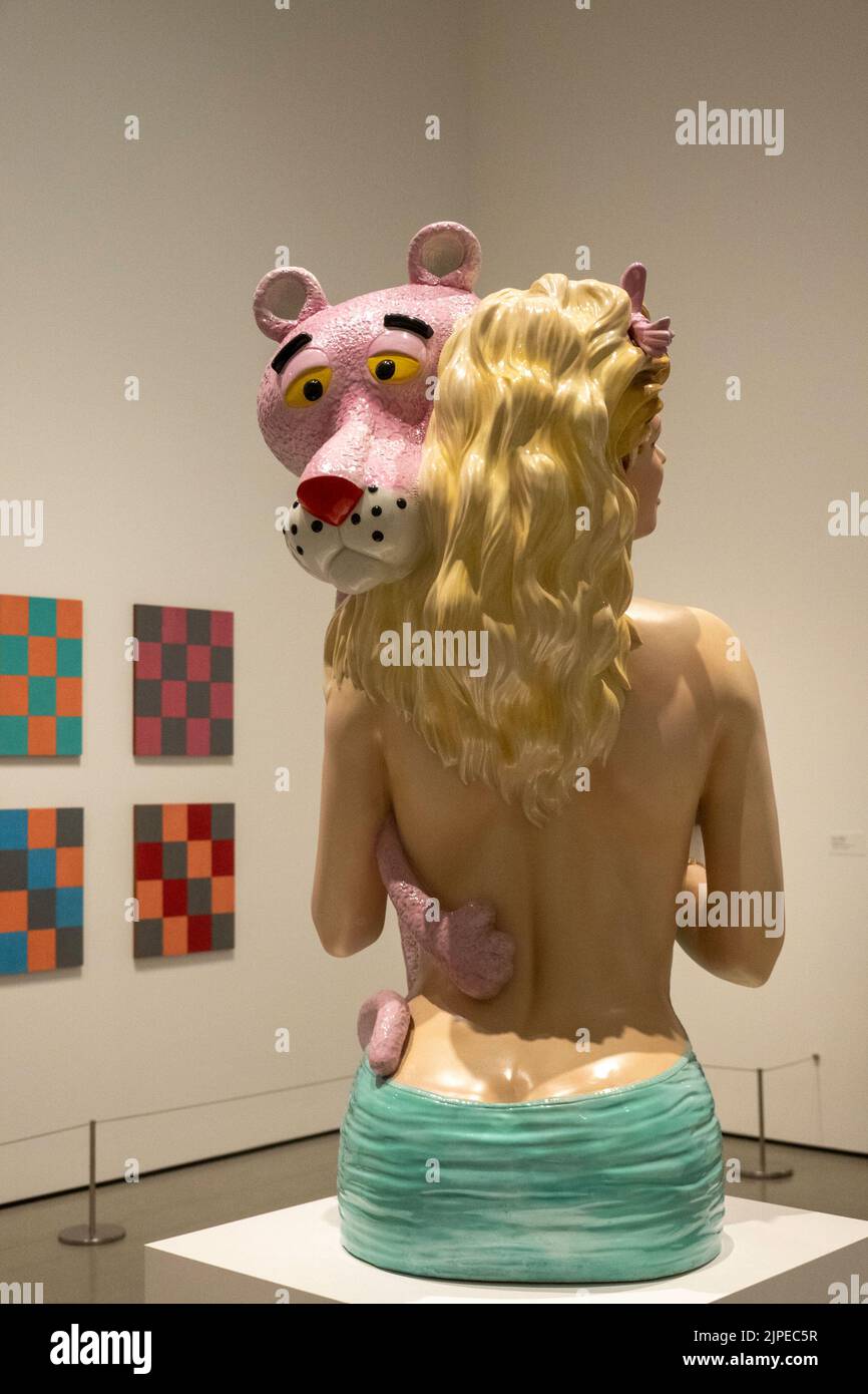 „Pink Panther“-Porzellanskulptur von Jeff Koons im Museum of Modern Art, NYC 2022 Stockfoto