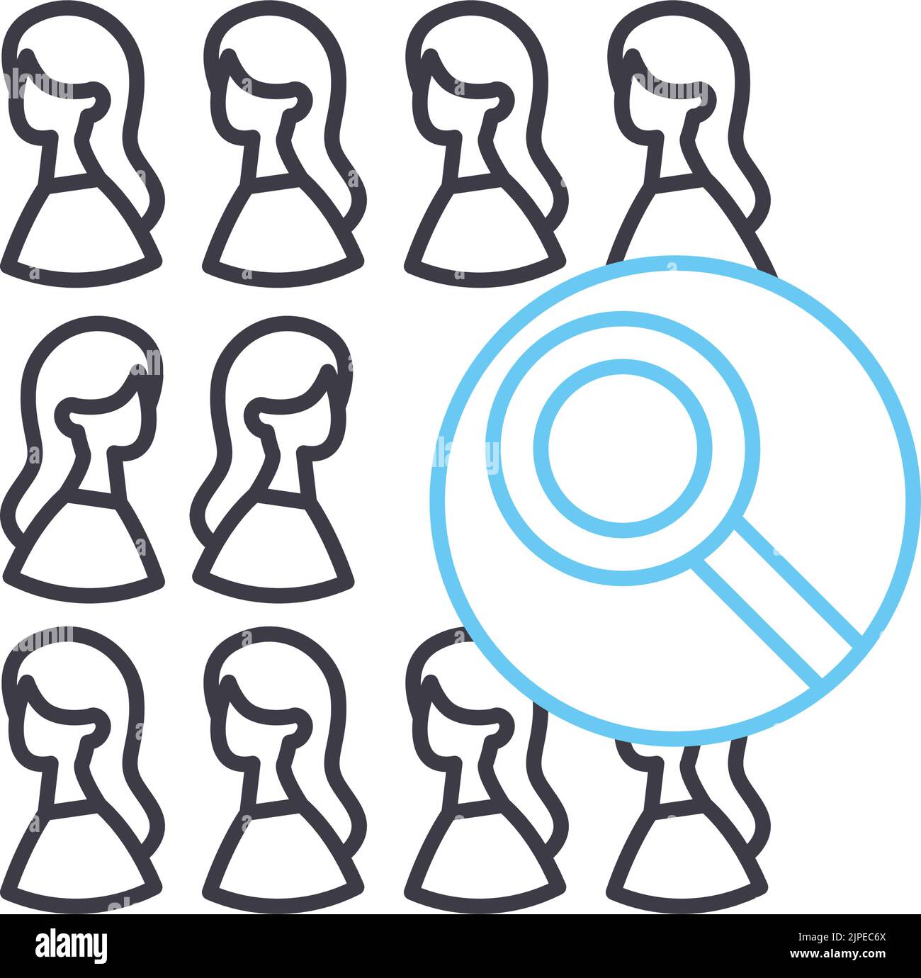 Zeilensymbol für Zufallsabtastung, Umrisssymbol, Vektordarstellung, Konzeptzeichen Stock Vektor