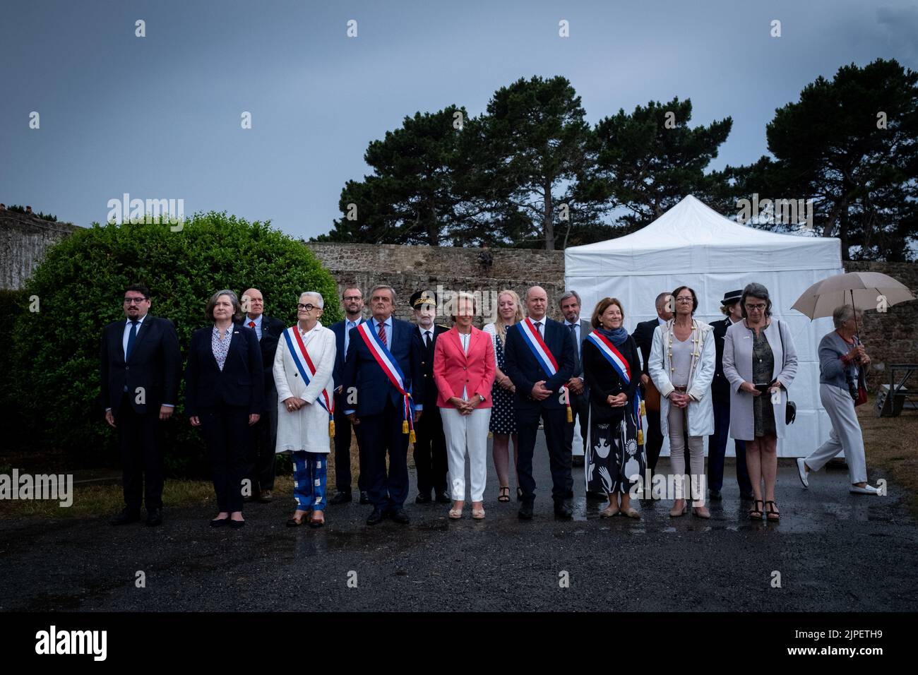 Frankreich, Bretagne, Saint-Malo am 2022-08-17. Aus Anlass des 78.. Jahrestages der Befreiung von Saint-Malo hat Caroline Cayeux, Ministerin in char Stockfoto