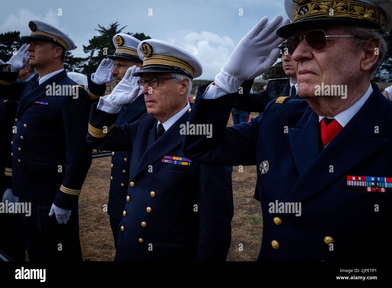 Frankreich, Bretagne, Saint-Malo am 2022-08-17. Aus Anlass des 78.. Jahrestages der Befreiung von Saint-Malo hat Caroline Cayeux, Ministerin in char Stockfoto