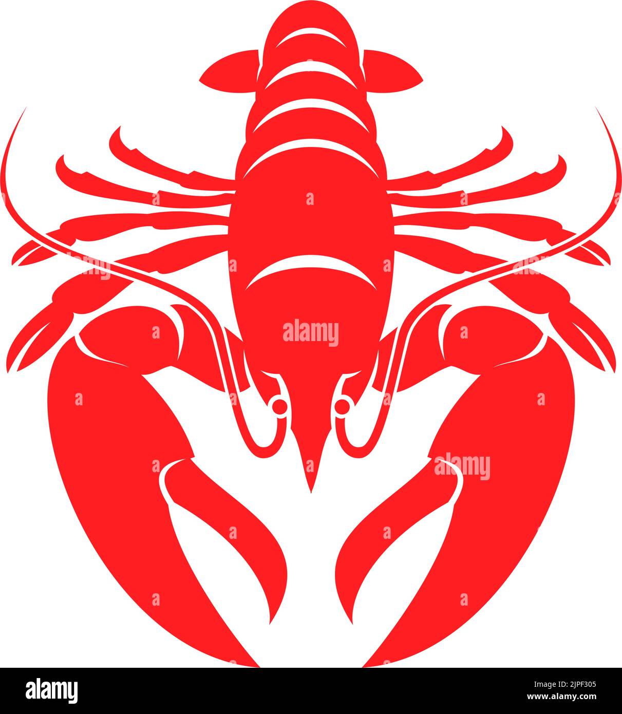 Hummer rote Krustentiere isoliert Meerestier. Vector große Krebse Meeresfrüchte mit großen Krallen Stock Vektor