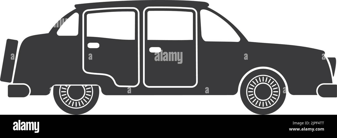 Retro Coupé Fahrzeug isoliert Oldtimer-Symbol. Vector altes Automobil, Seitenansicht Stock Vektor