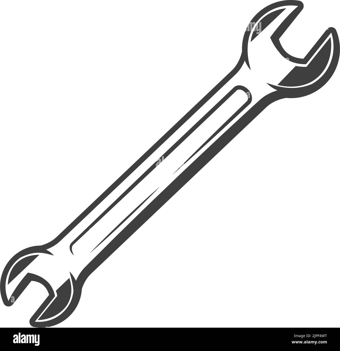 Werkzeugsymbol für Kfz-Schraubenschlüssel. Vector isolierter Gabelschlüssel, Fahrzeugreparaturausrüstung Stock Vektor