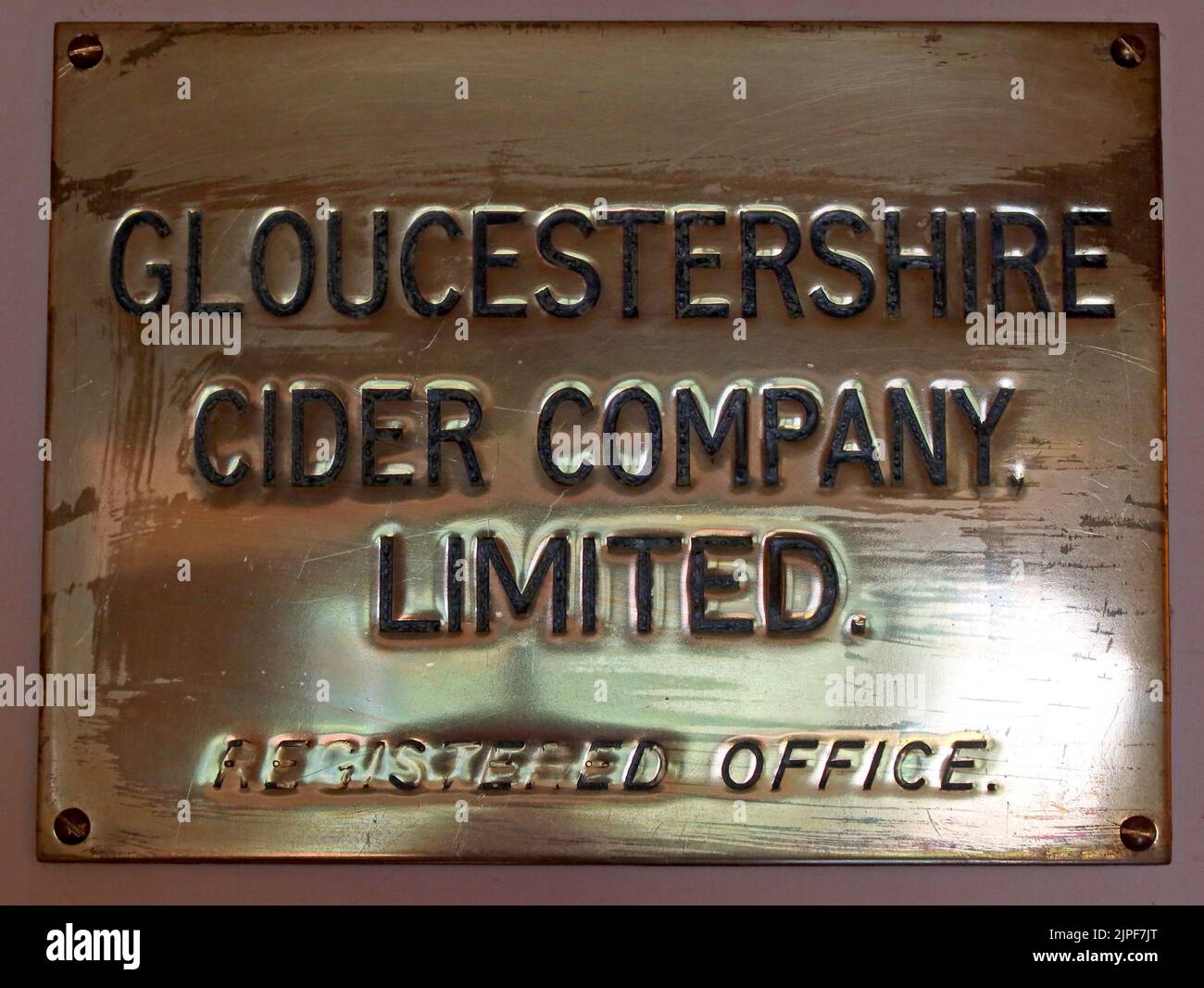 Messingplaques, Gloucestershire Cider Company Limited – eingetragene Niederlassung – HP Bulmer Stockfoto
