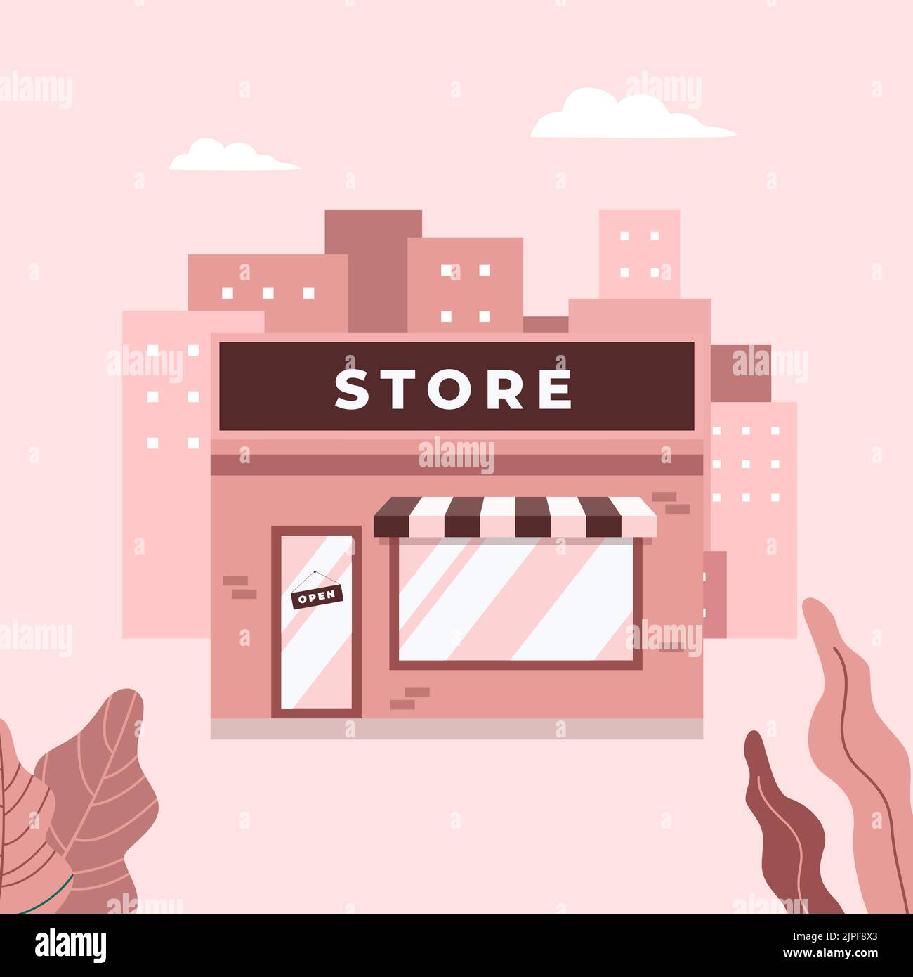 Außenfassade des Geschäfts oder Cafés. Straße örtlichen Einzelhandelsgeschäft Gebäude in der Stadt. Stock Vektor