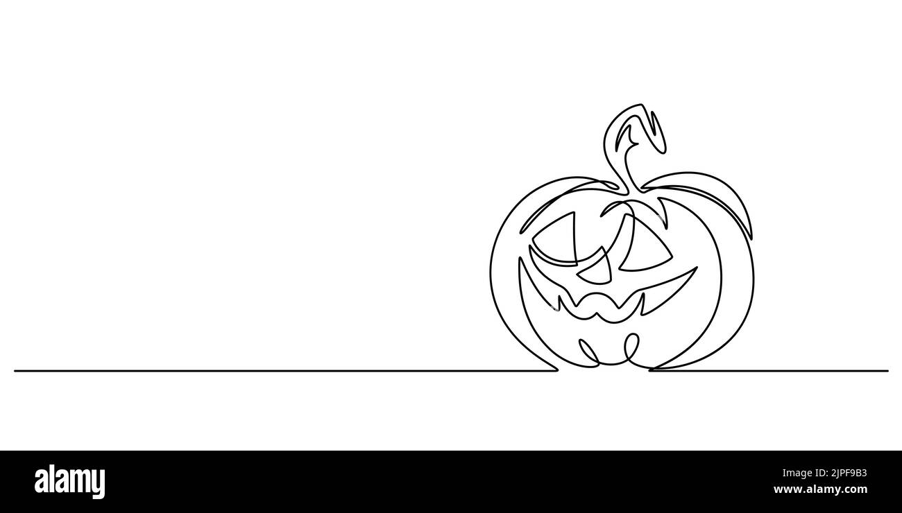 Spooky Jack o Laterne halloween Kürbis in kontinuierliche Linie Zeichnung Stil Vektor-Illustration Stock Vektor