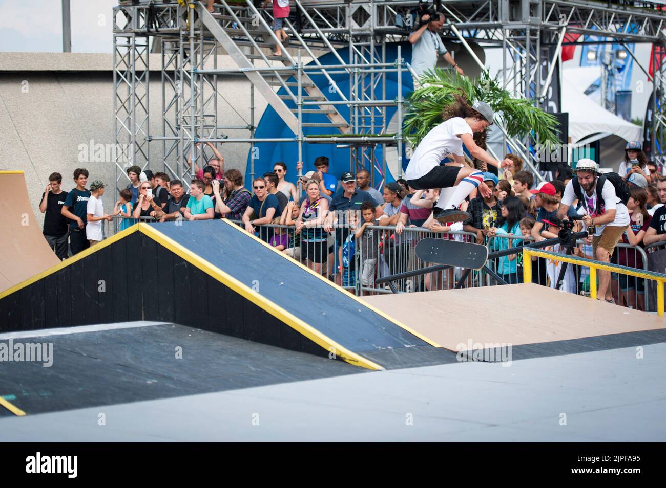 Skateboard-Wettbewerb bei Jackalope. Olympiastadion von Montreal Stockfoto