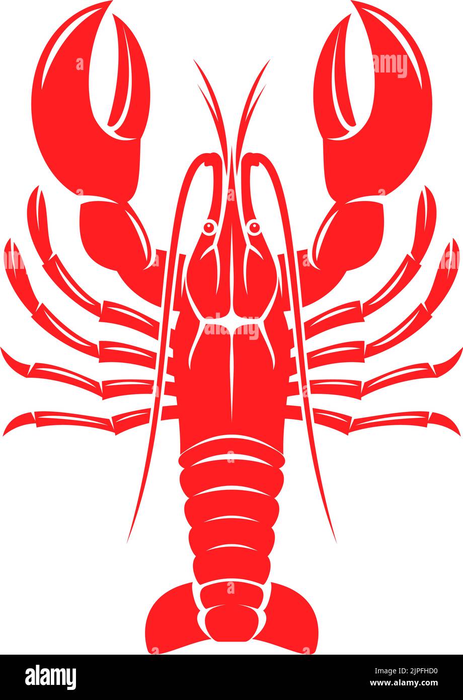 Krebse im flachen Stil isoliert Meerestier. Vector roter Hummer, Meeresfrüchte, Krustentiere mit großen Krallen Stock Vektor