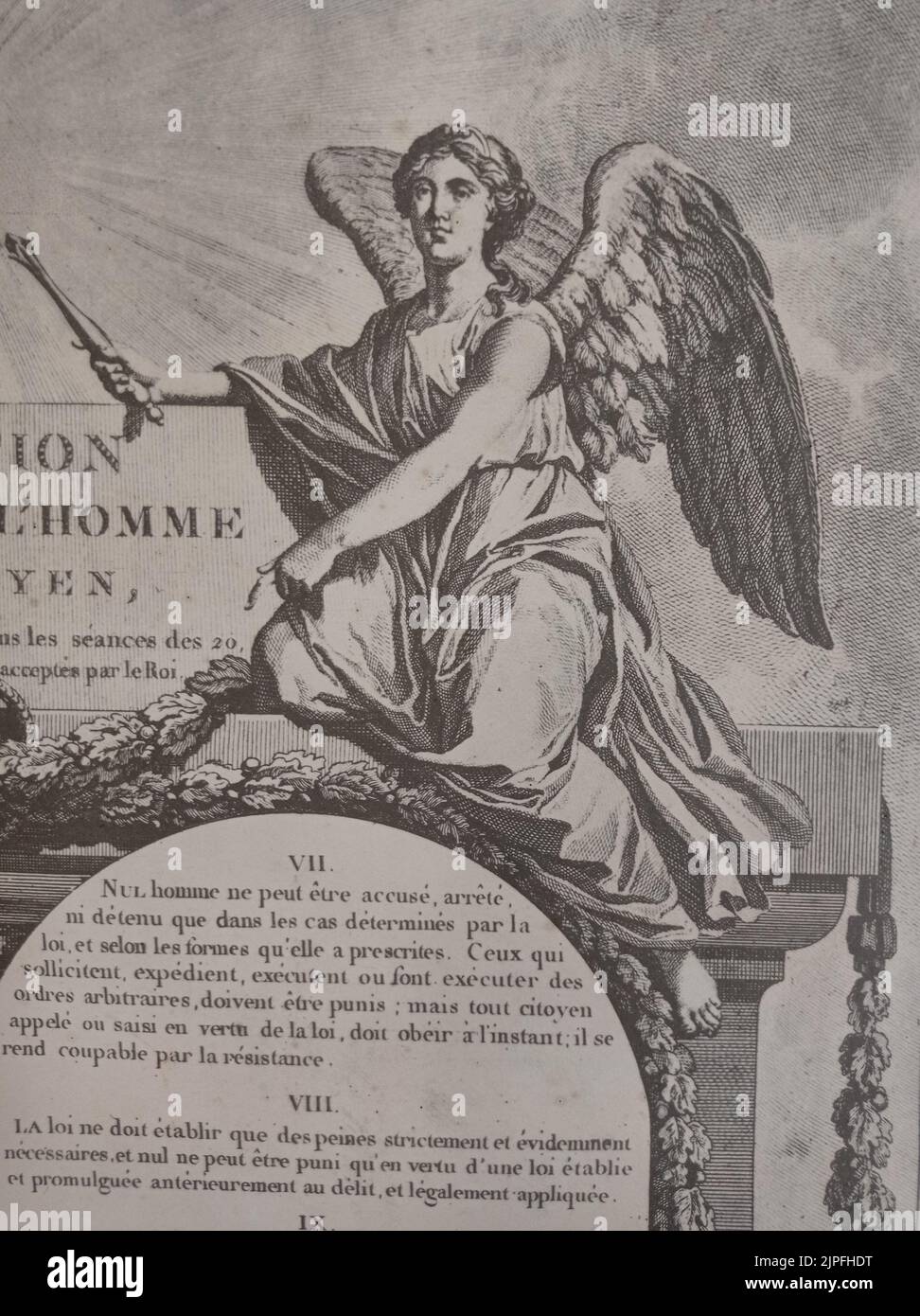 Image d'une femme-ange provenant d'une affiche Déclaration des droits de l'homme et du citoyen, Frankreich Stockfoto