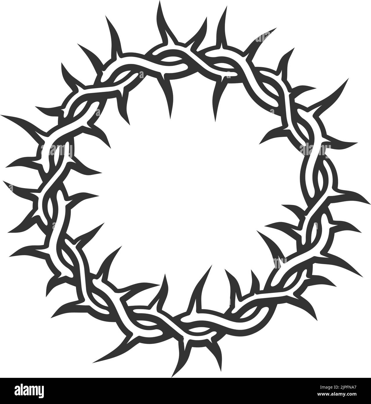 Dornenkrone isoliert Religion Symbol des Christentums. Vektor Ostern religiöse Zeichen, Zweige in Loch gewebt Stock Vektor