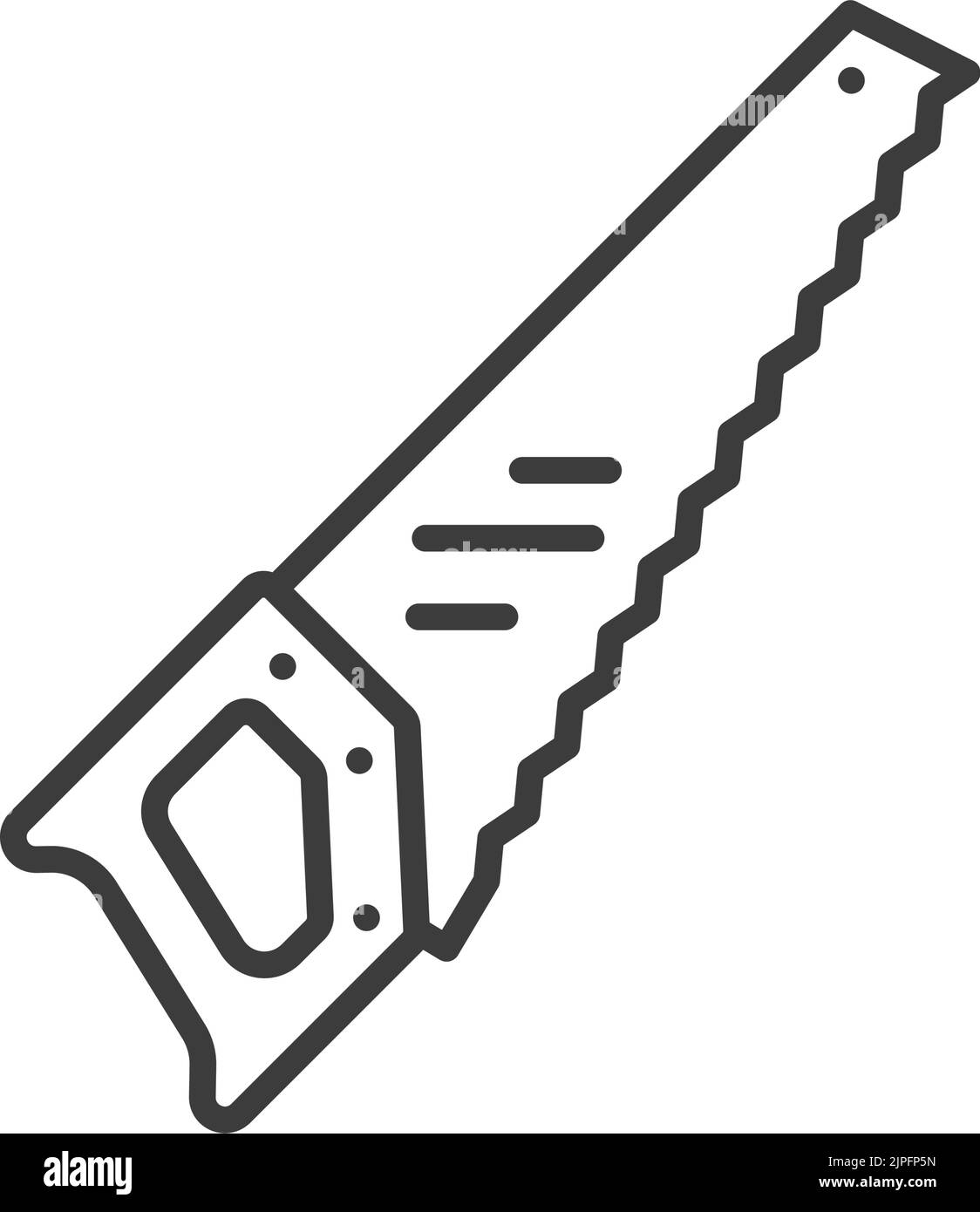 Sägewerkzeugwerkzeug mit isoliertem Umrisssymbol für gehärtete Zähne. Vector Gartengeräte, Tischler, Gärtner Werkzeug Handinstrument. Sägeblatt Landwirtschaft und Landwirtschaft Instrument mit scharfen Klingenzähnen Stock Vektor