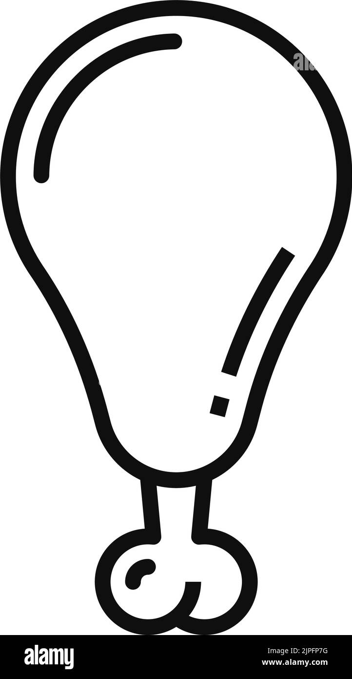 Chicken Leg isolierte geröstete Lebensmittel Drumstick Umriss Symbol. Vektor-Linie Kunst gerösteten Bein von Henne, Geflügelfleisch von tierischen Vogel lineares Zeichen. Knusprig gegartes Broiler-Bein, Street Food Snack, Barbeque von Wild Stock Vektor