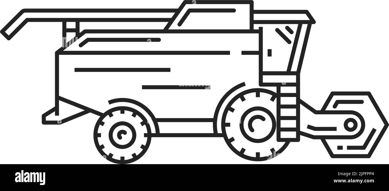Isoliertes Symbol für Mähdrescher. Vector landwirtschaftliche Fahrzeug und Maschine, Bagger arbeiten Stock Vektor