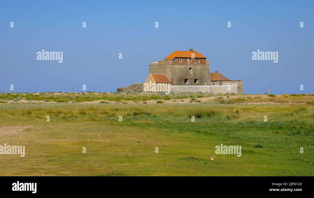 Fort Mahon in Nordfrankreich an einem sonnigen Sommertag, blauer Himmel Stockfoto