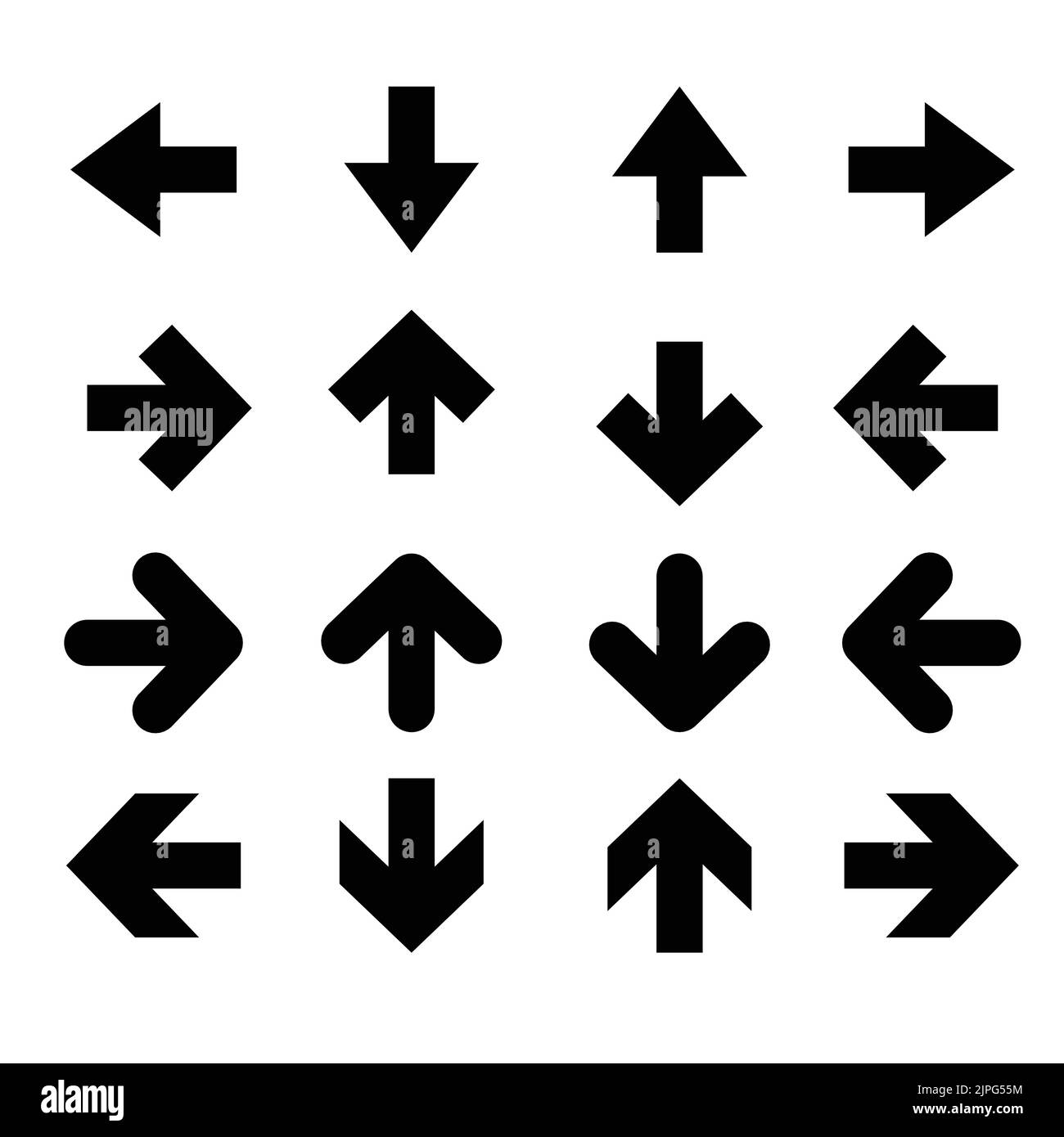 Pfeilsymbol. Pfeile rechts nach oben und unten auf weißem Hintergrund. vektor eps 10 Stock Vektor