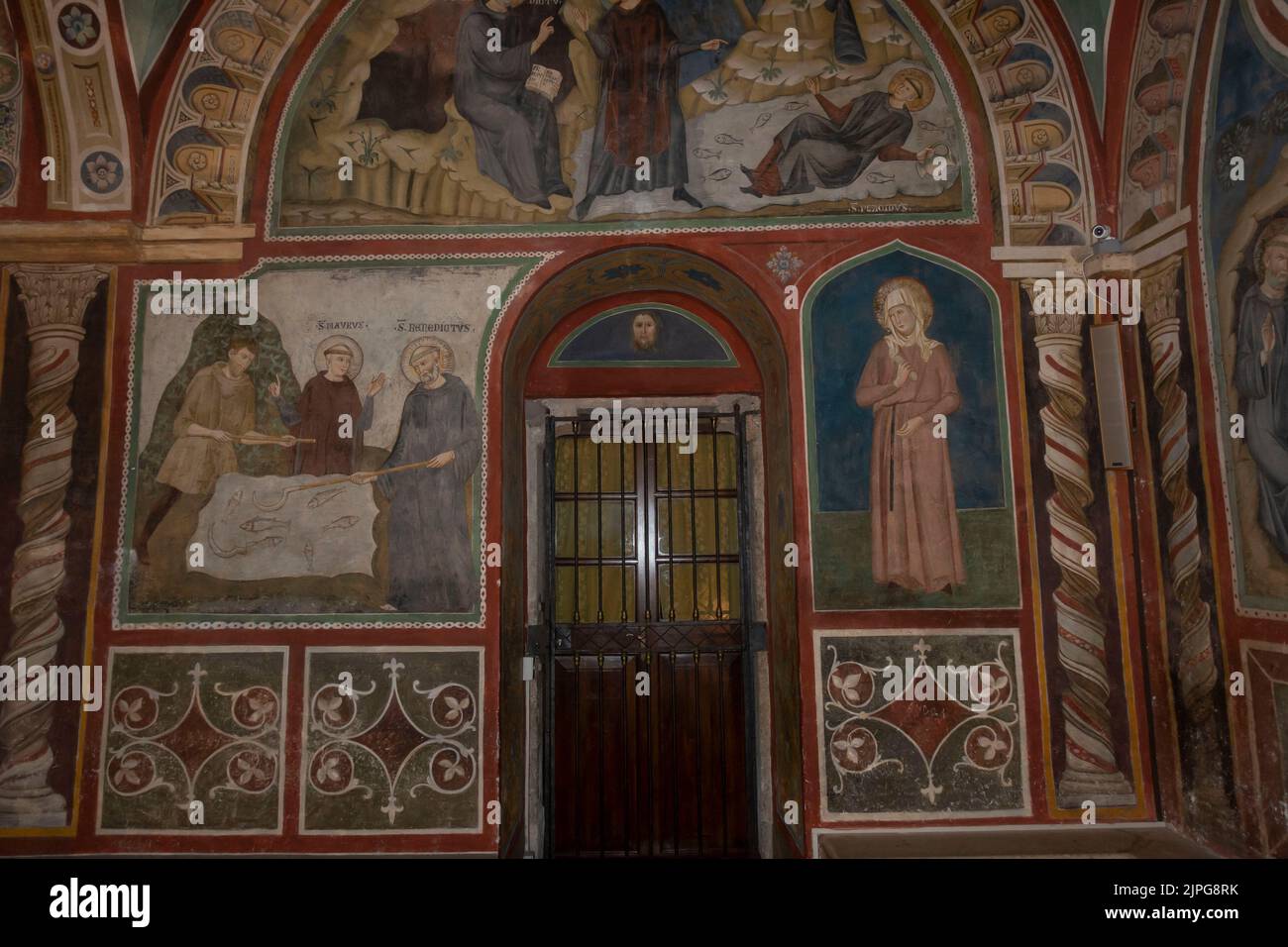 Subiaco, Italien - August 2022 - Fresko im Kloster des Ordens von San Benedetto Benedictin Stockfoto