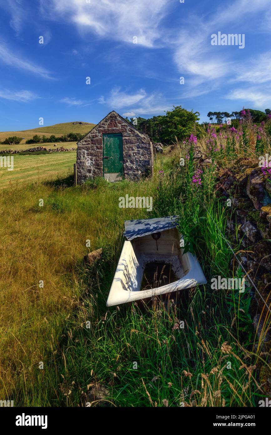 Grenzlandschaft an den Halmyre Mains bei West Linton in den Scottish Borders Stockfoto