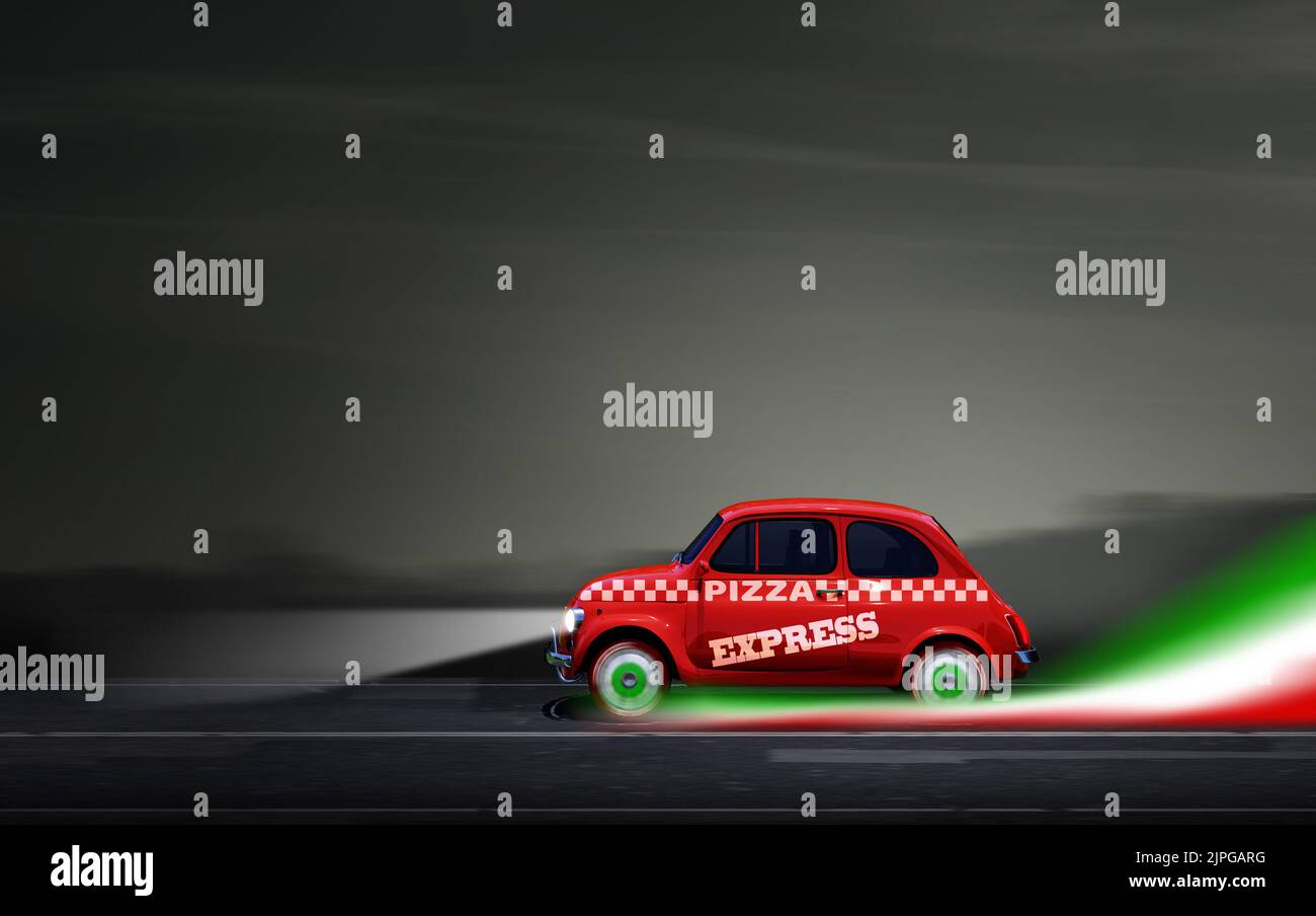 Pizza, liefern von Lebensmitteln, Pizzaservice, Express, Pizzas, Liefern, liefern von Lebensmitteln, Devilier, Food-Service, Pizza-Service Stockfoto